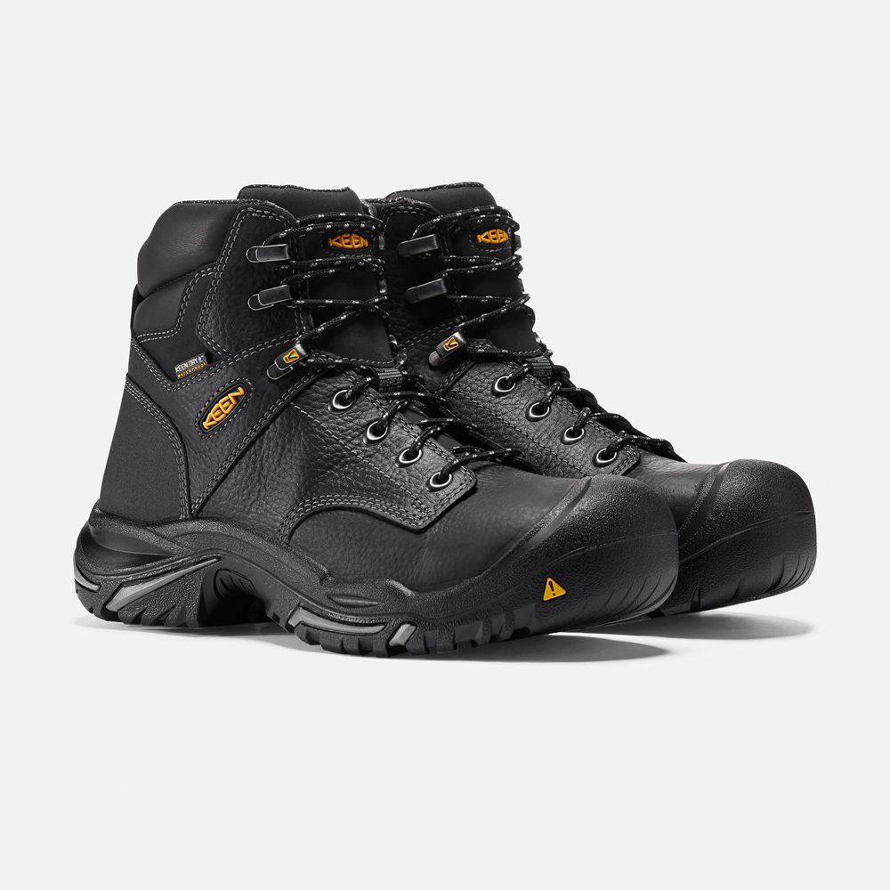 Keen Trekking Bot Erkek Siyah - Mt Vernon 6\" (Steel Toe) - Türkiye BFMQ74210